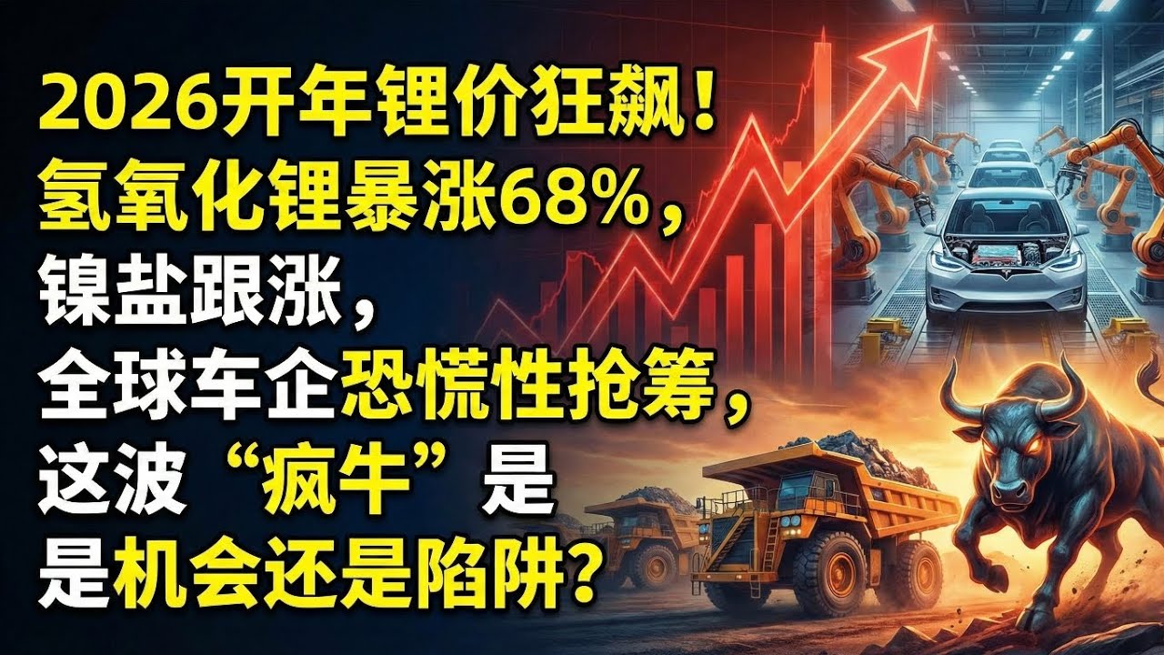 2026开年锂价狂飙！氢氧化锂暴涨68%，镍盐跟涨，全球车企恐慌性抢筹，这波“疯牛”是机会还是陷阱？Lithium Prices Skyrocket in 2026! Hydroxide Surges