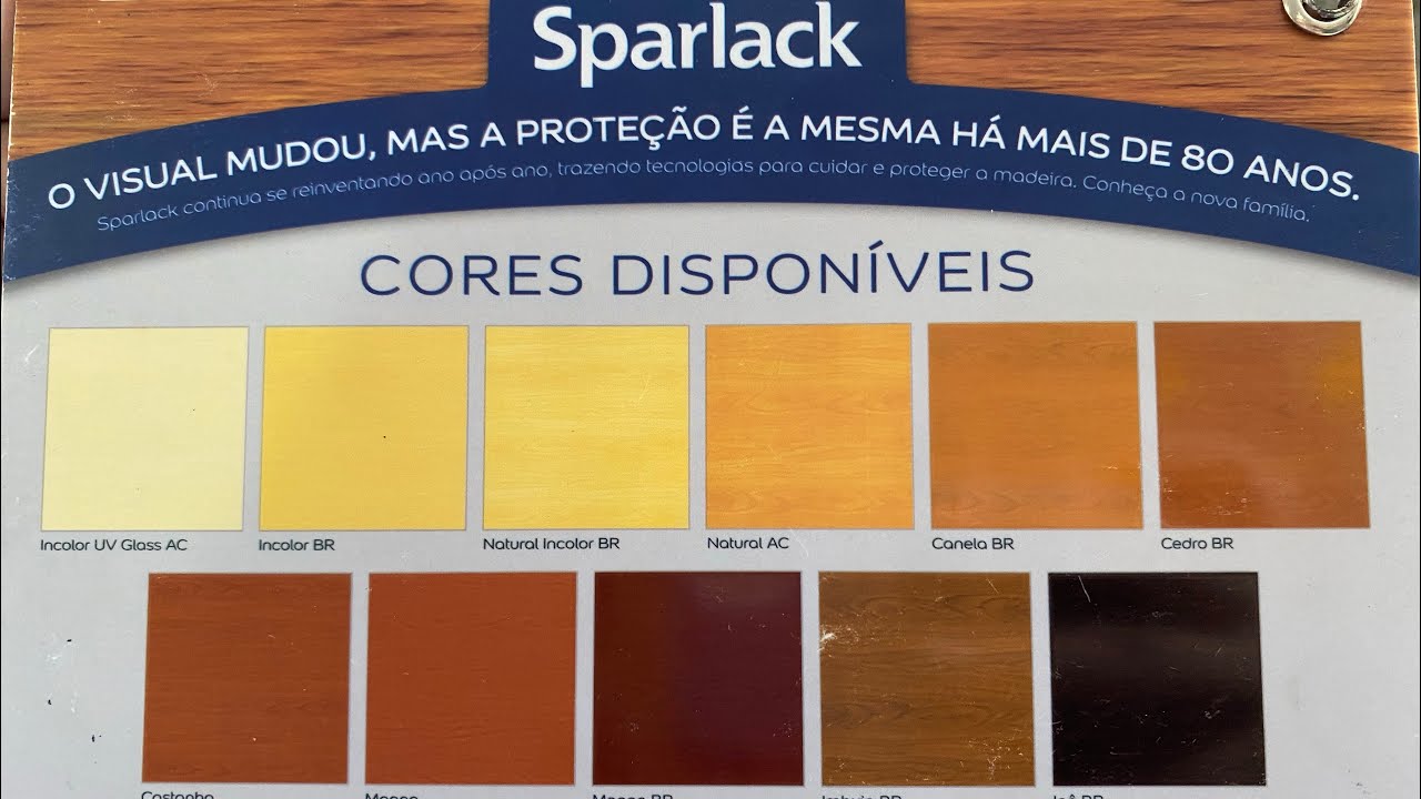 Tabela(cartela)verniz exterior e interior Sparlack