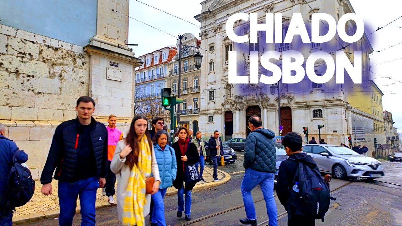 【4K】𝐖𝐀𝐋𝐊 🇵🇹 Afternoon Stroll in Chiado, Lisbon Portugal