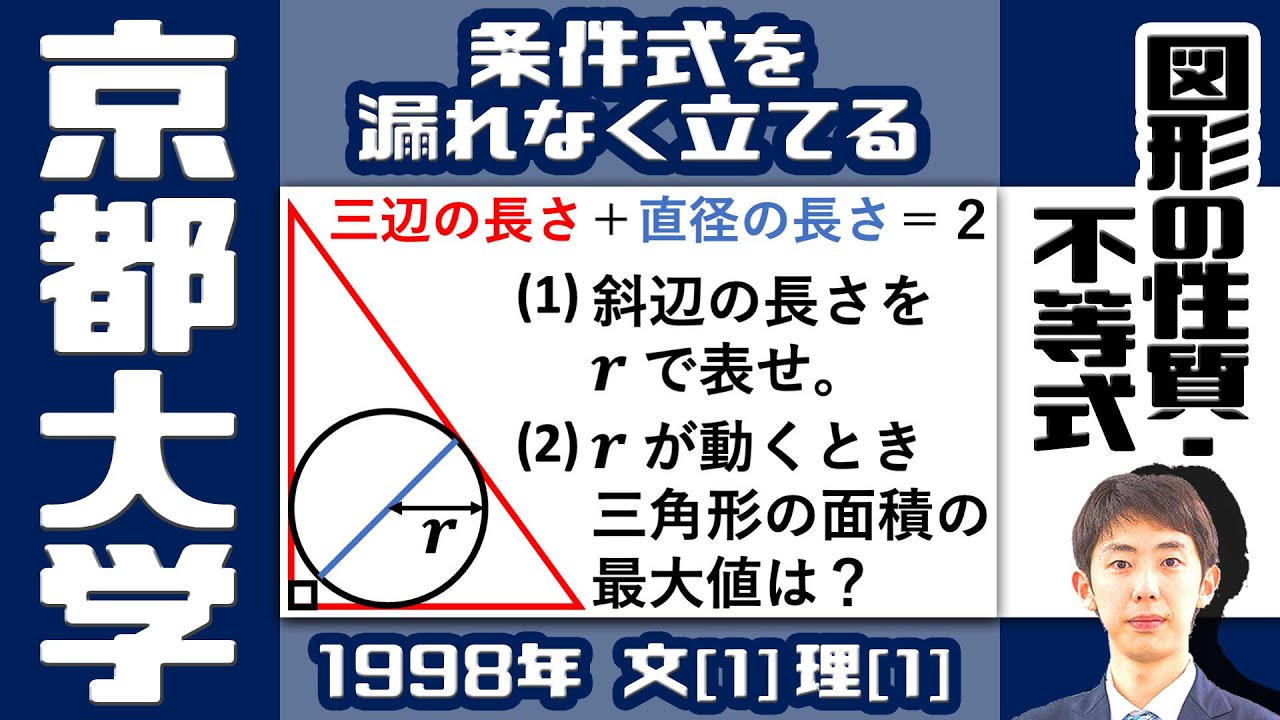 【京大1998】図形を数式で処理する方法【図形の性質・不等式】