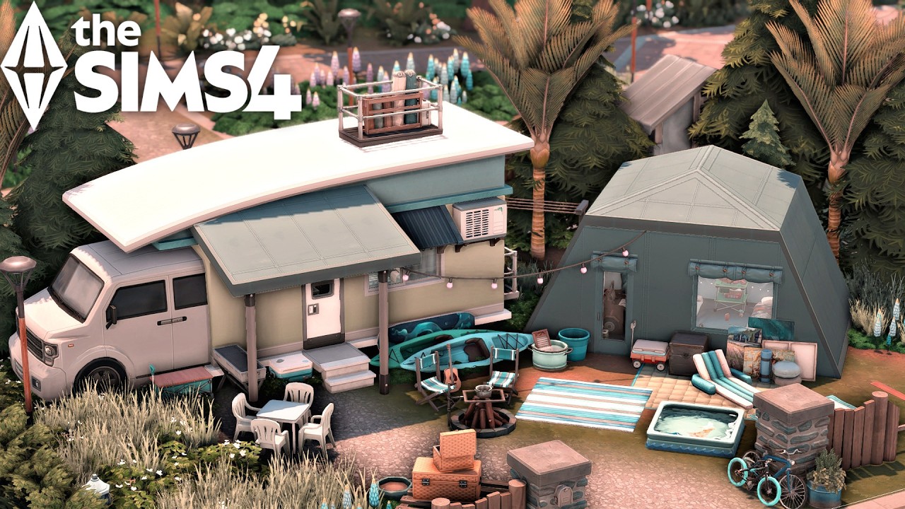 Family Camper + Tent | The Sims 4 | Stop Motion Speed Build | No CC | Van Life