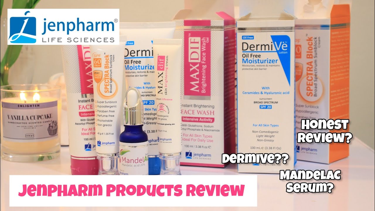 Jenpharm Review| mandelAC serum, DermiVe moisturizer, Spectra Block, MaxDif Review