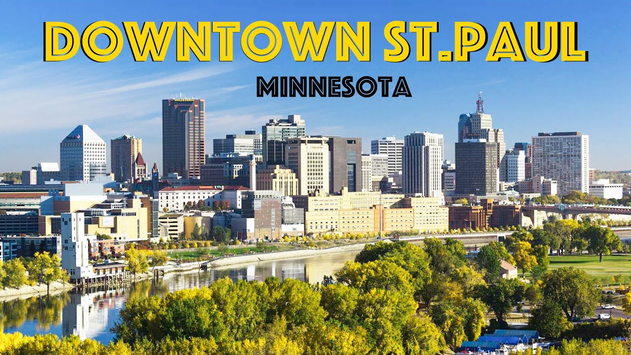 A sunny morning walk in Downtown St Paul, MN | City Sounds, Binaural Sounds | 4K
