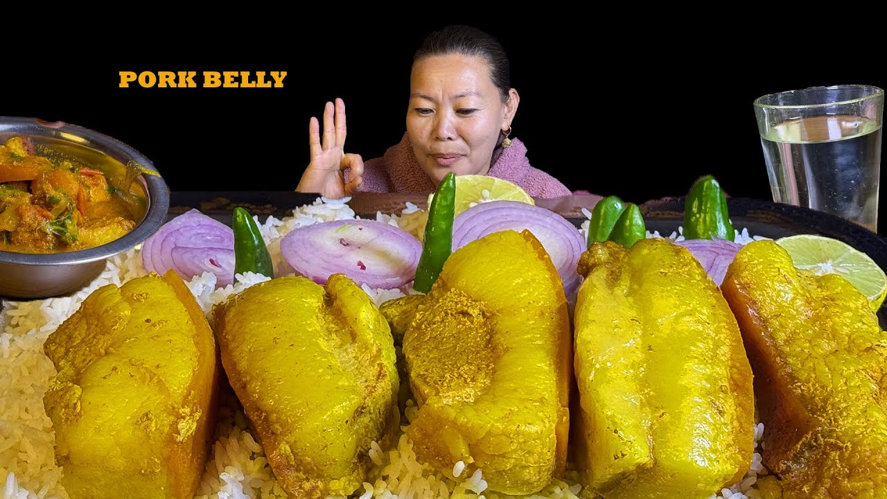 SUNGUR KO MASU YUMMY🔥 | PORK BELLY AND BASMATI RICE MUKBANG🥵 | Nabina Limbu