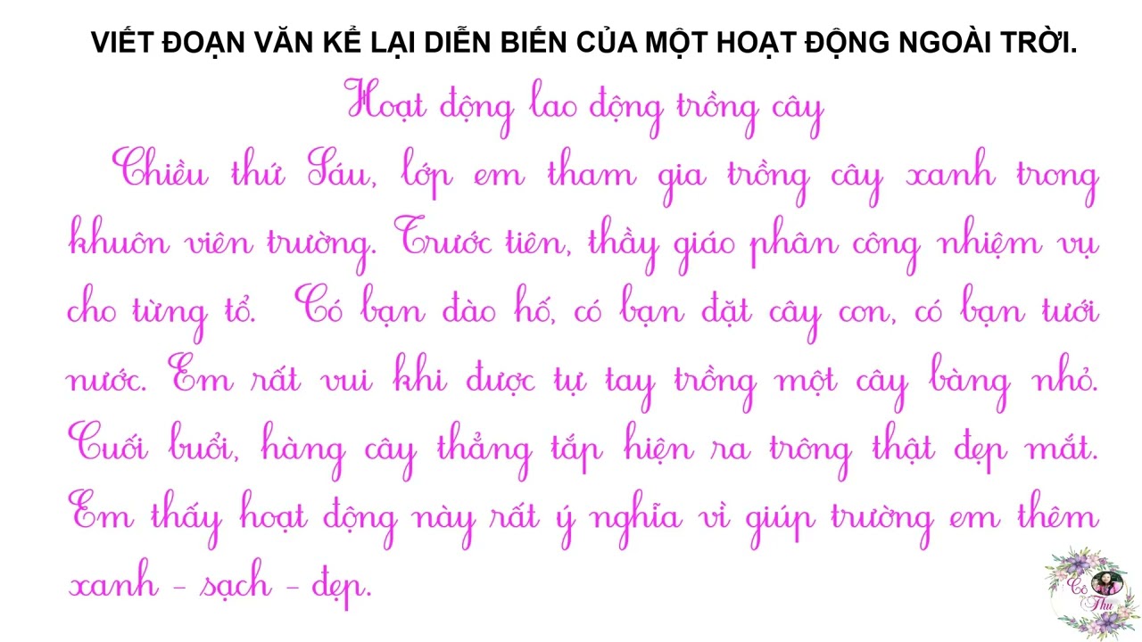 Viết đoạn văn kể lại diễn biến của một hoạt động ngoài trời | Lớp 3 | Cô Thu