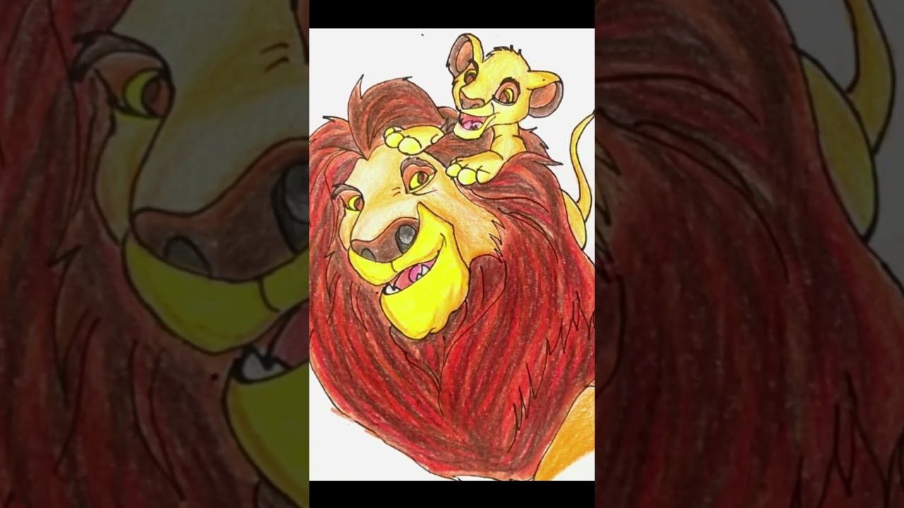 How to Draw a Cartoon of Mufasa & Simba in The Lion King