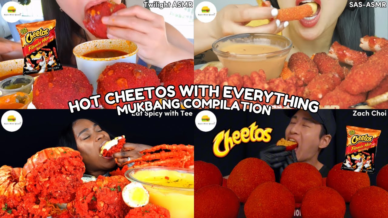 ASMR | HOT CHEETOS WITH EVERYTHING MUKBANG COMPILATION |
