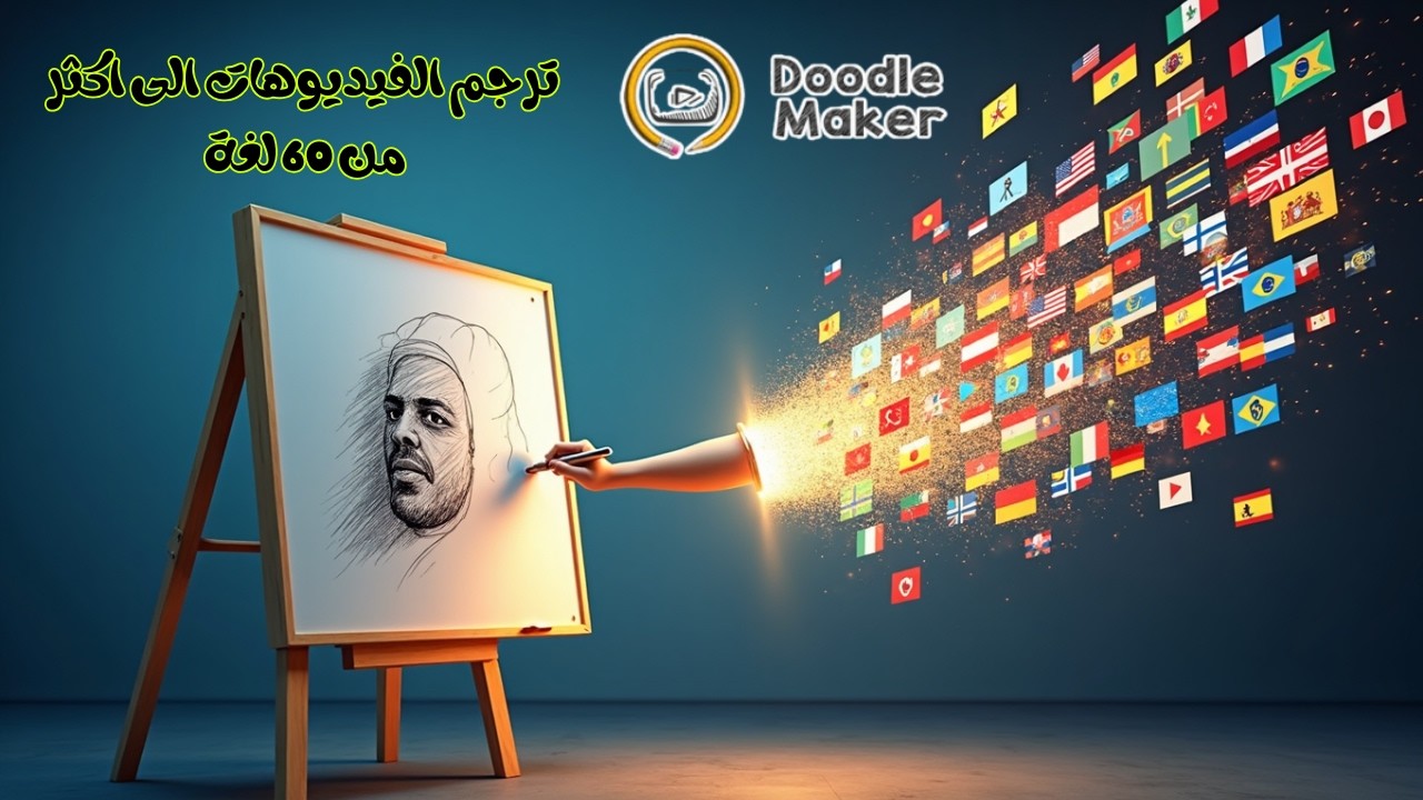 ترجمة الفيديوهات إلى 60+ لغة + وايت بورد من أي فيديو بـ DoodleMaker!