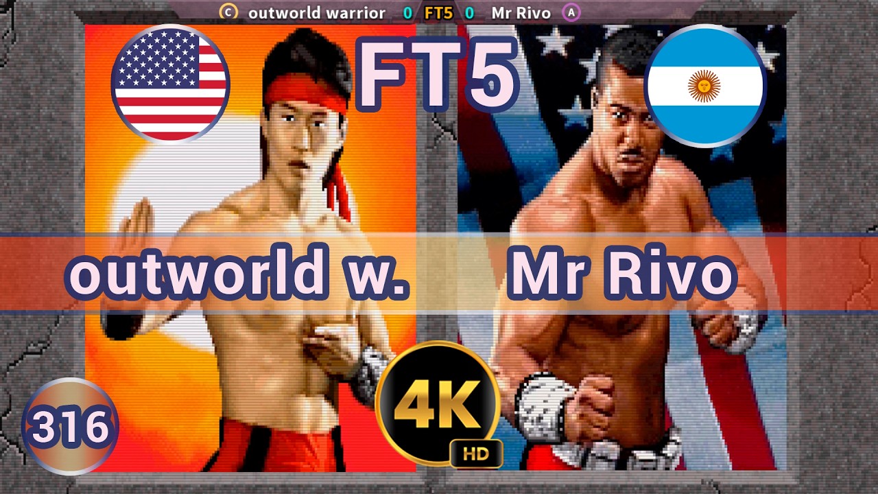 MK2 - 🇺🇸 outworld warrior vs Mr Rivo 🇦🇷 FT5 / 4K 60 FPS #mortalkombat2 #mk2#team99hits #fightcade