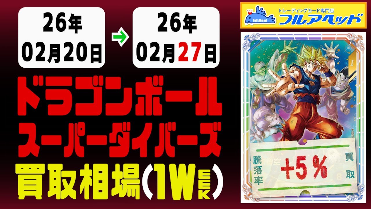 ドラゴンボール【ダイバーズ】 買取相場《115枚/週》｜02月27日 ＜100円以上騰落＞ #dbsdv #スーパーダイバーズ #ドラゴンボール