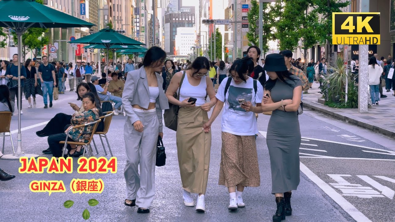 4k hdr japan travel 2024 | Walk in Ginza（銀座）Tokyo japan |  Nature for relaxing City ambience