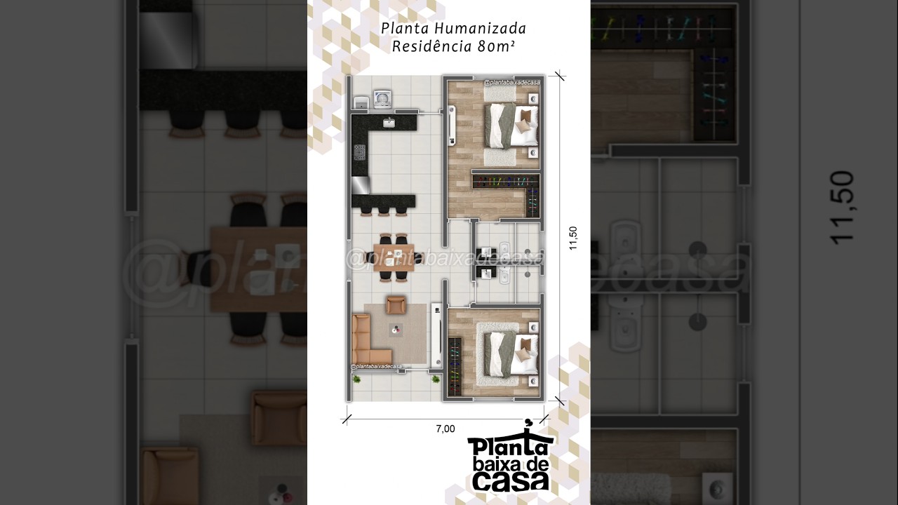 PLANTA BAIXA CASA 80m&sup2; SUITE CLOSET #plantabaixa #arquitetura #shorts