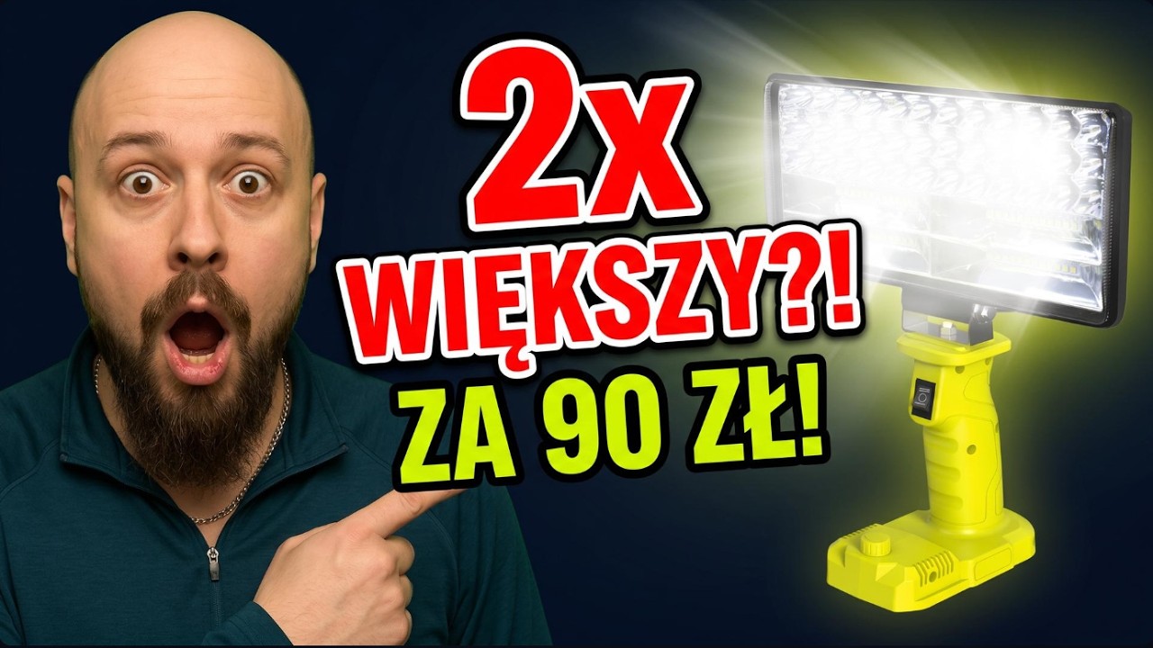 Latarka halogen RYOBI 18V z AliExpress &mdash; SZOK! 2x większa niż myślałem!