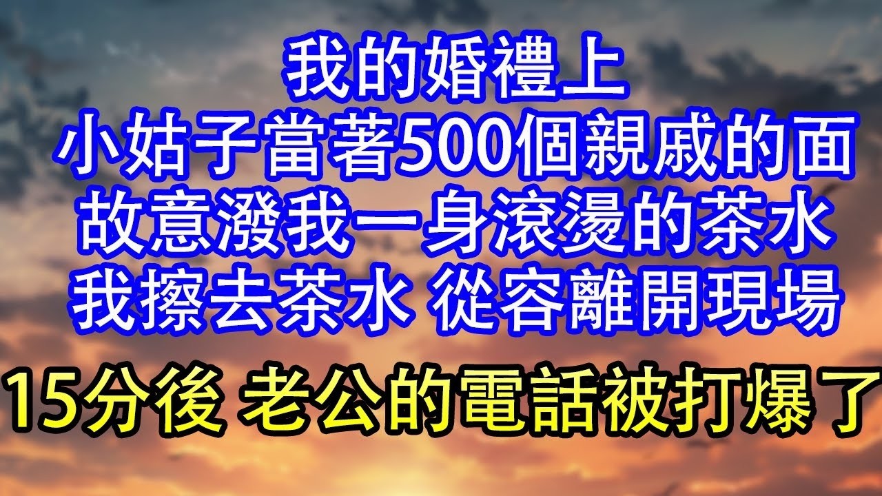 我的婚禮上小姑子當著500個親戚的面故意潑我一身滾燙的茶水我擦去茶水 從容離開現場
