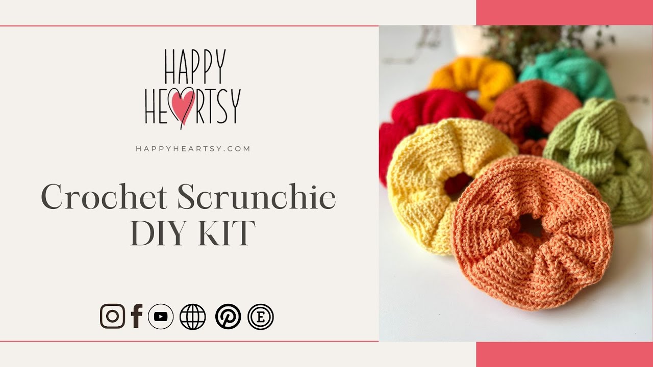 Crochet Scrunchie DIY Kit, Easy Crochet Pattern #crochetdiy #crochetscrunchie #crocheting