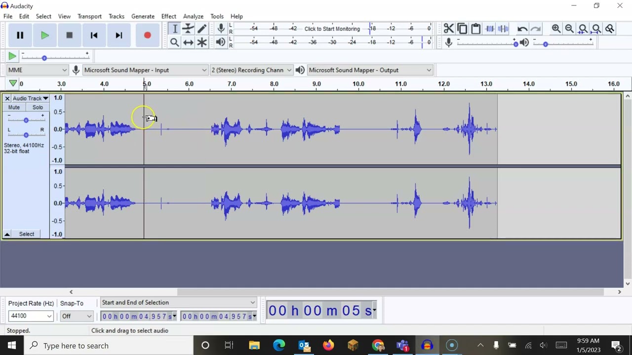 Audacity   Delete section
