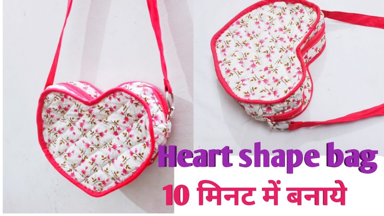Beautiful Heart shaped sling bag/Zipper handbag/Handbag cutting and stitching/Shoulder bag/