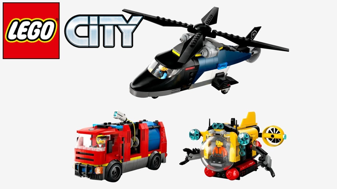 LEGO City Helicopter, Fire Truck & Submarine Remix 60462 - Speed Build Review | LEGO 60462