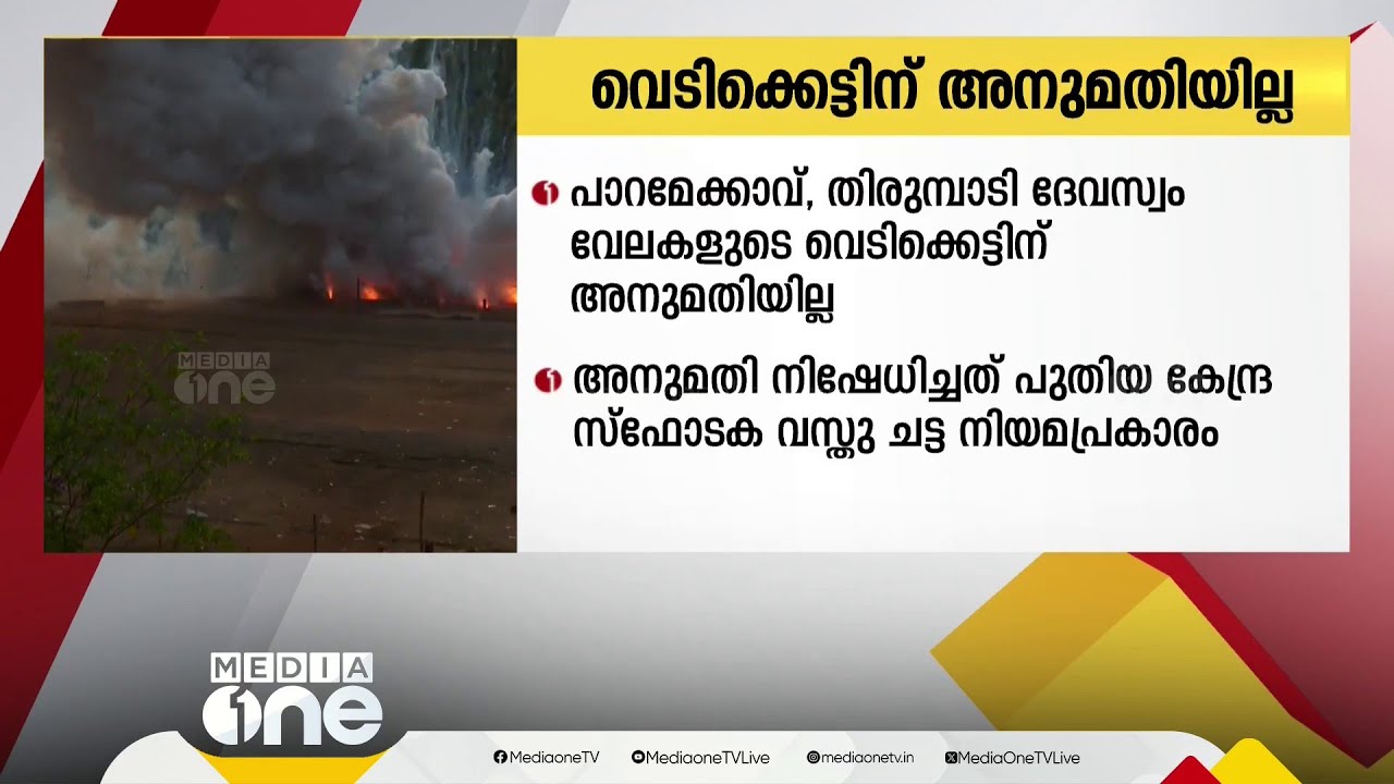 പാറമേക്കാവ്, തിരുവമ്പാടി ദേവസ്വം വേലകളുടെ വെടിക്കെട്ടിന് അനുമതിയില്ല