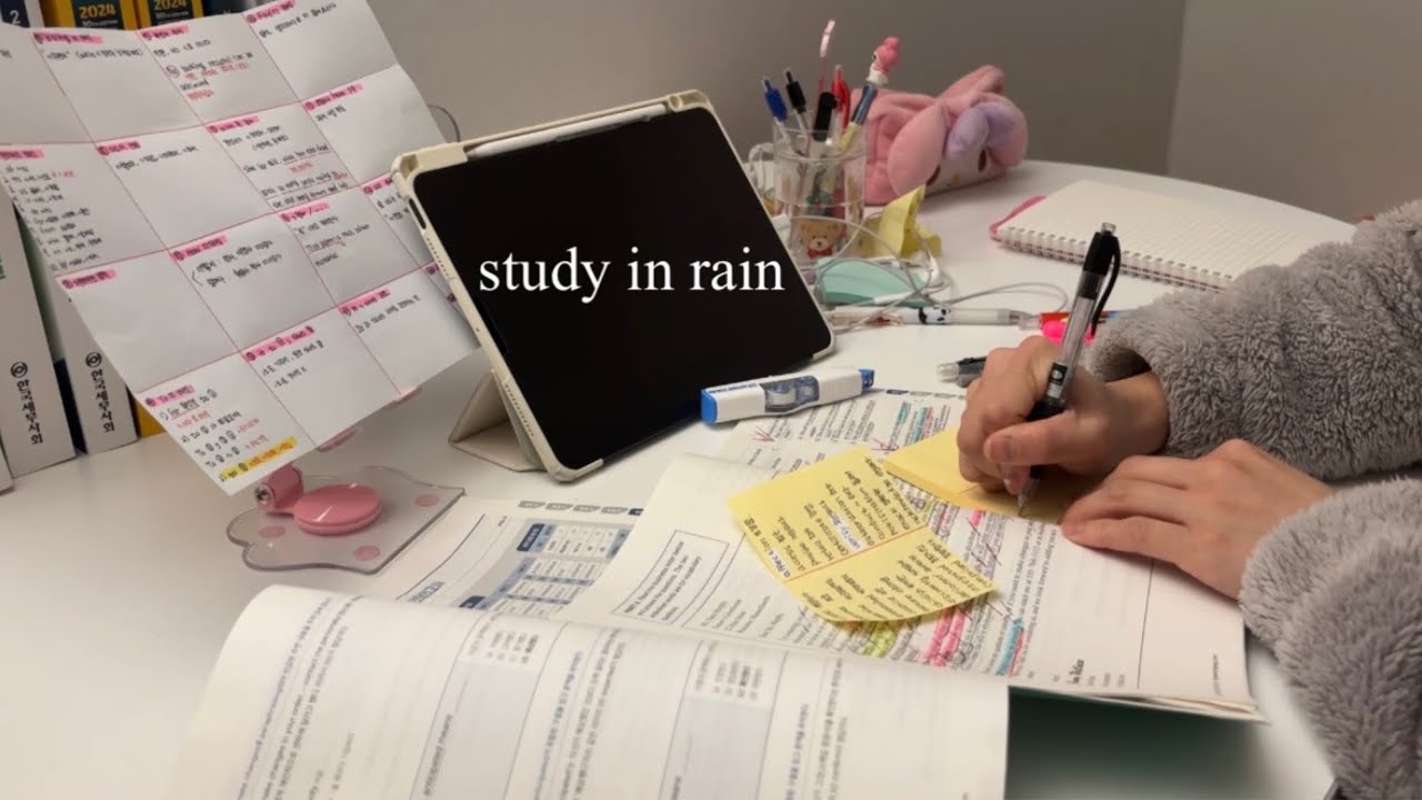 2-HOUR STUDY WITH ME 🌧️ RAINY FALL DAY /  Gentle Rain Sounds / motivation | لندرس معًا في يومٍ ماطر
