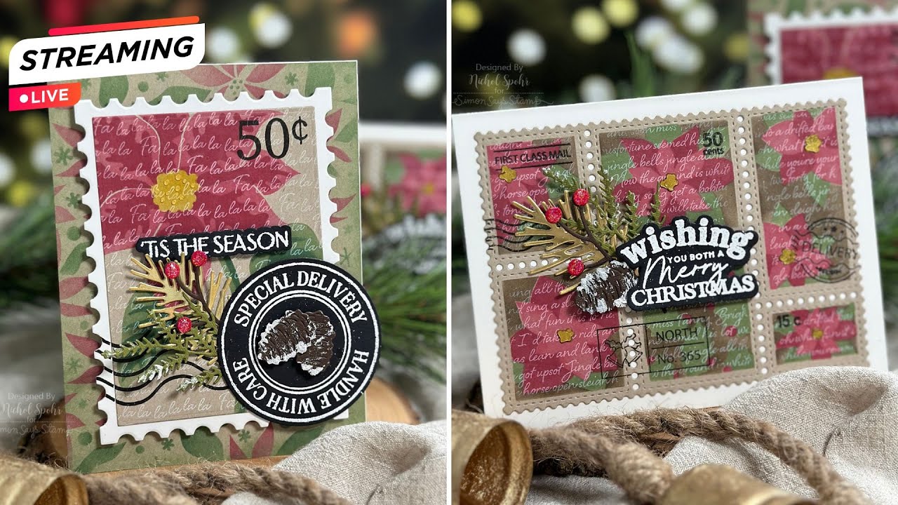Making Handmade Cards with Poinsettia Postage Design - Perfect for Holidays (Friday Live)