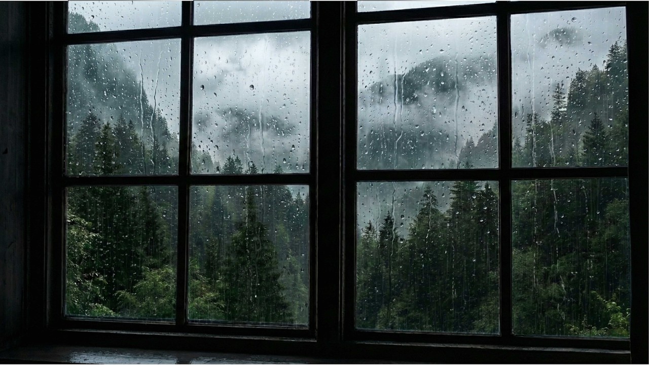 Rain on Window with Thunder Sounds – Heavy Rain for Sleep, Study & Deep Relaxation