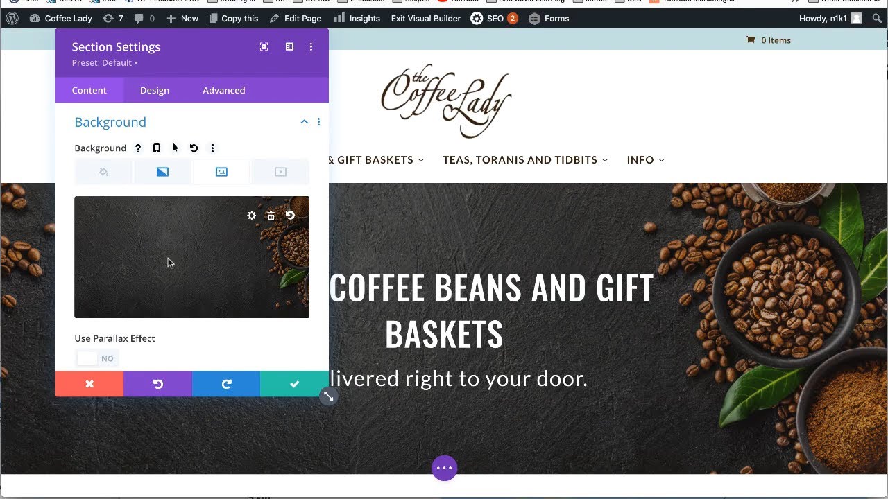 Changing the background image of a section in Divi