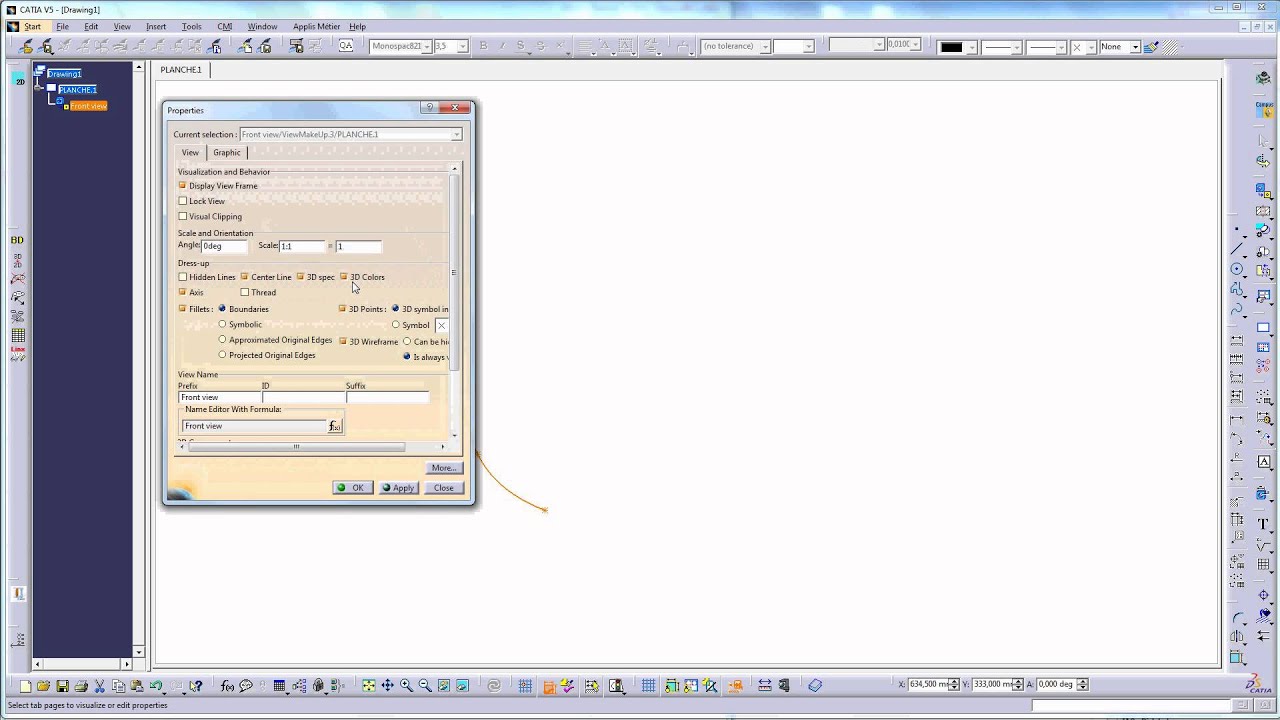 Create automatically a table of points from 3D in 2D in CATIA V5