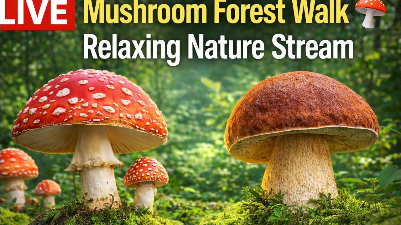 LIVE Mushroom Forest Walk 🍄 Грибы в лесу | Relaxing Nature