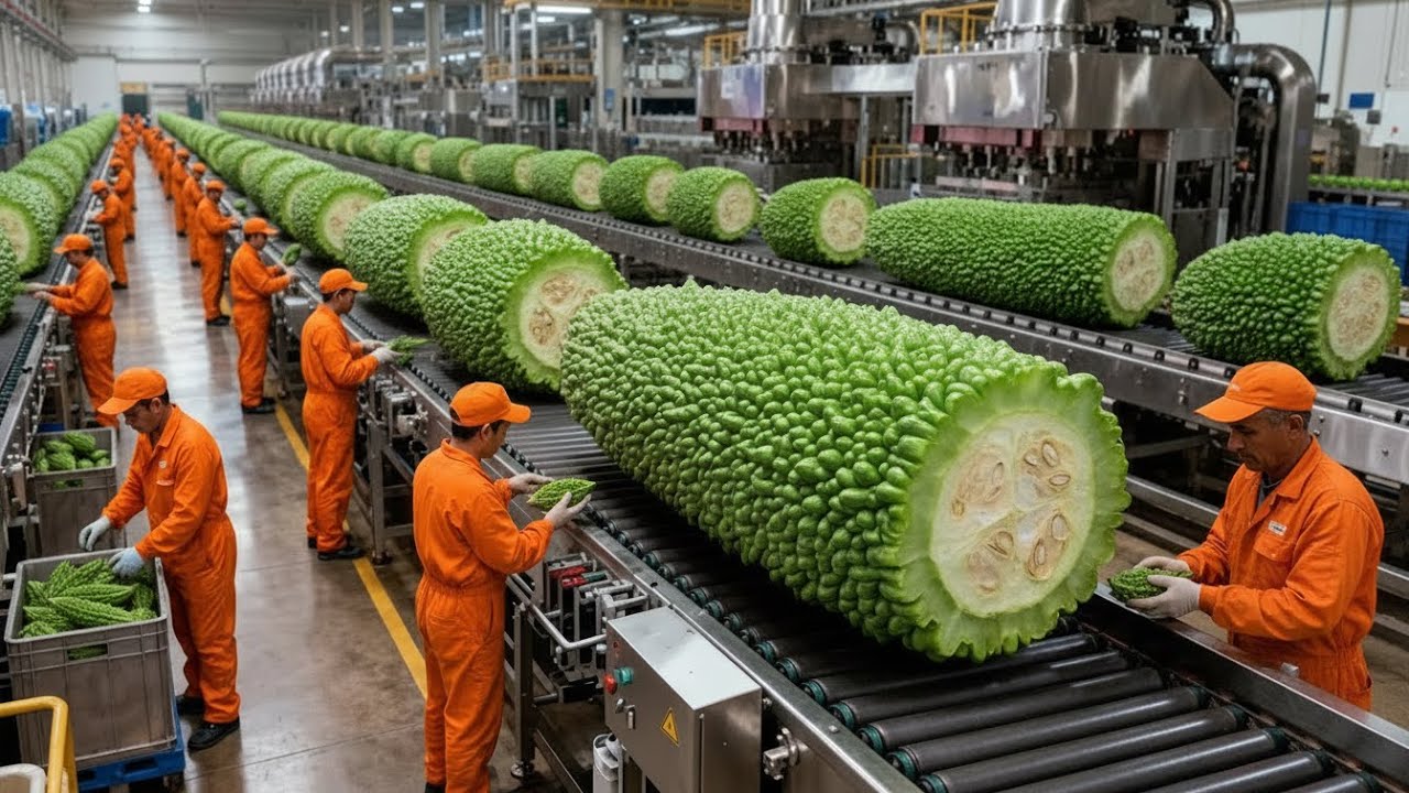 Inside the Biggest Bitter Gourd Juice Farm & Factory – From Seed to Harvest (Full Process) #Korola