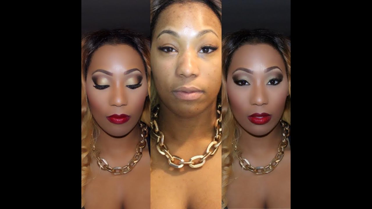 B4 & AFTER ON CLIENT! SMOKEY EYE AND RED LIPS