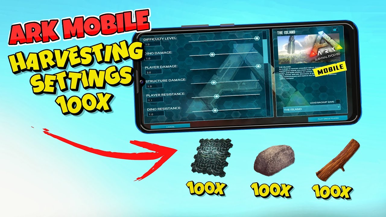 How To Increase Harvesting Amount In ARK Mobile Revamp 🔥🔥 : ARK Ultimate Mobile Edition Setting