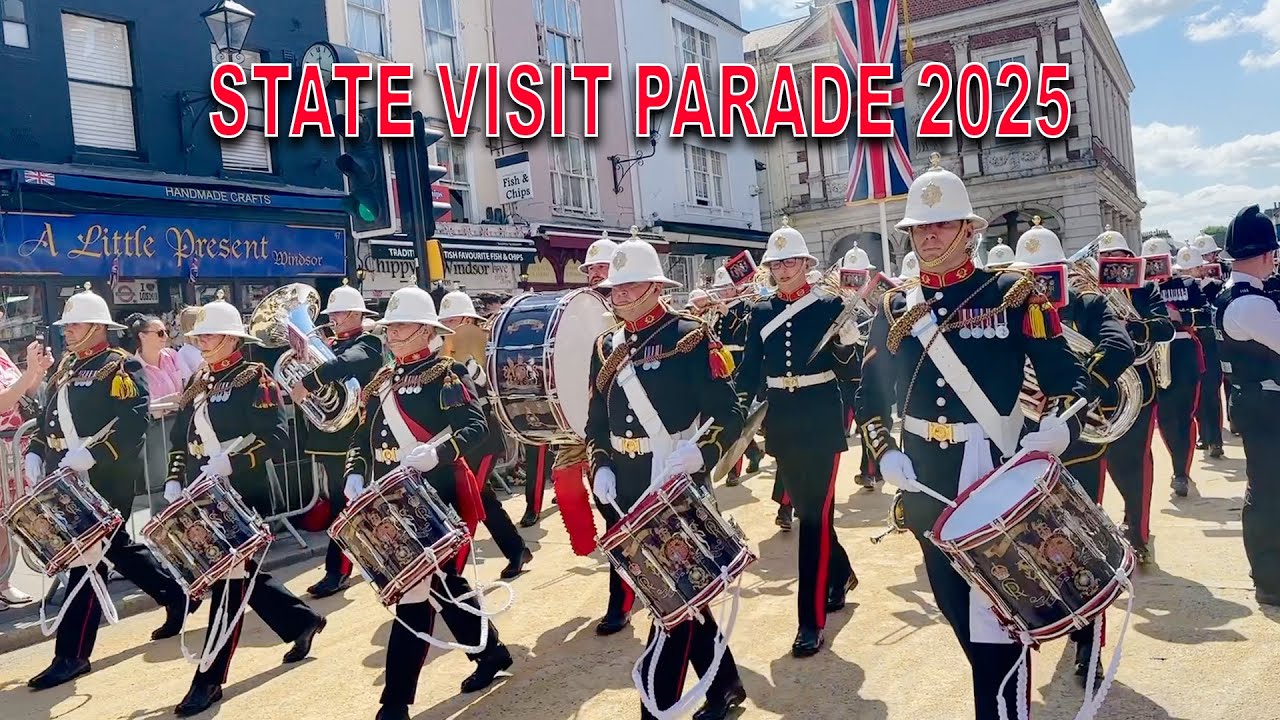 STATE VISIT PARADE FOR THE FRENCH PRESIDENT EMMANUEL MACRON AND HIS WIFE AT WINDSOR CASTLE NEW