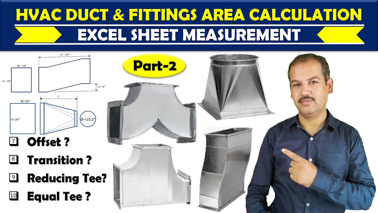 Duct Area Calculations of Rectangular Duct Fittings Part 2 in Urdu