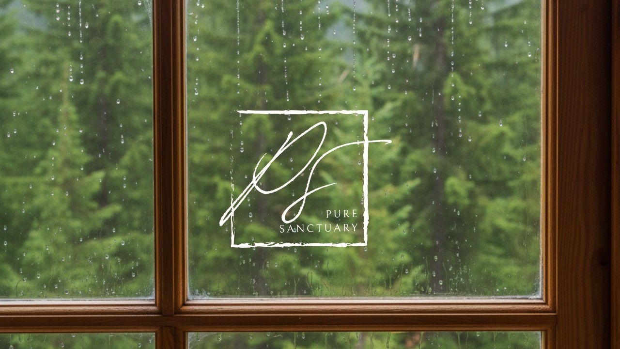 Rain on Cabin Window |  Misty Pine Forest Ambience for Deep Sleep | Pure Sanctuary