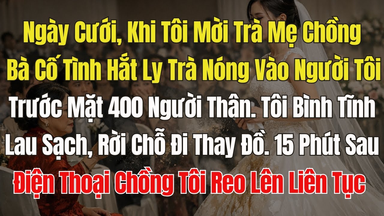 ngày cưới, tôi mời trà mẹ chồng, bà cố tình hắt trà vào tôi trước 400 người. Điện Thoại Chồng bỗng..