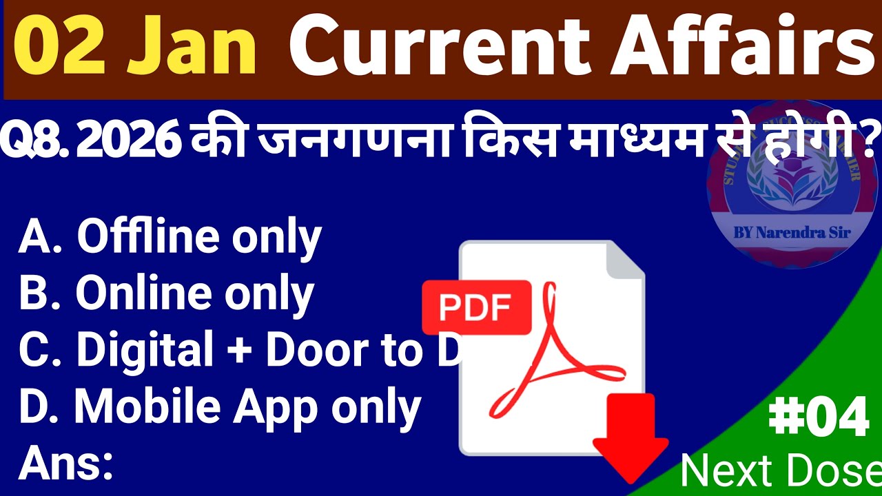 2 January 2026 Current Affairs | Daily Current Affairs Hindi & English|GK for All Competitive Exams|
