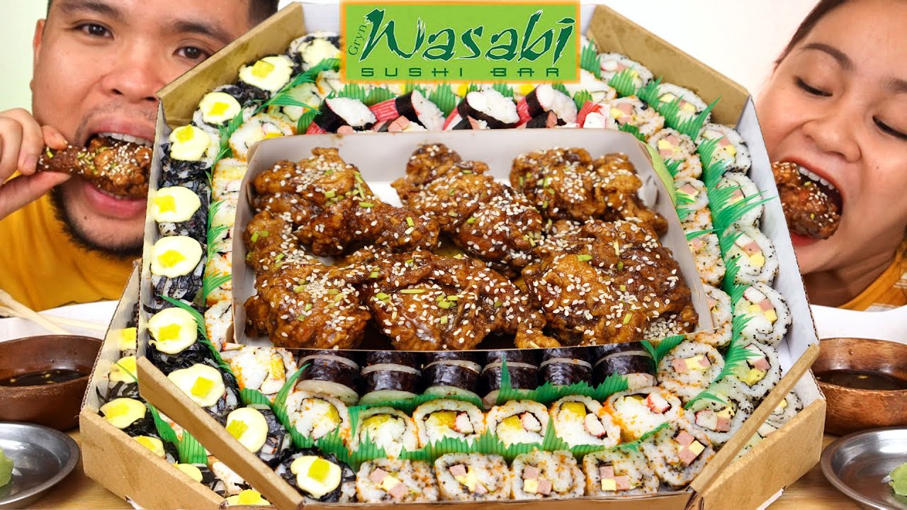 GRYN WASABI SUSHI BAR | SUSHI FIESTA CHICKEN | JAPPY FRIED CHICKEN | Mukbang Philippines