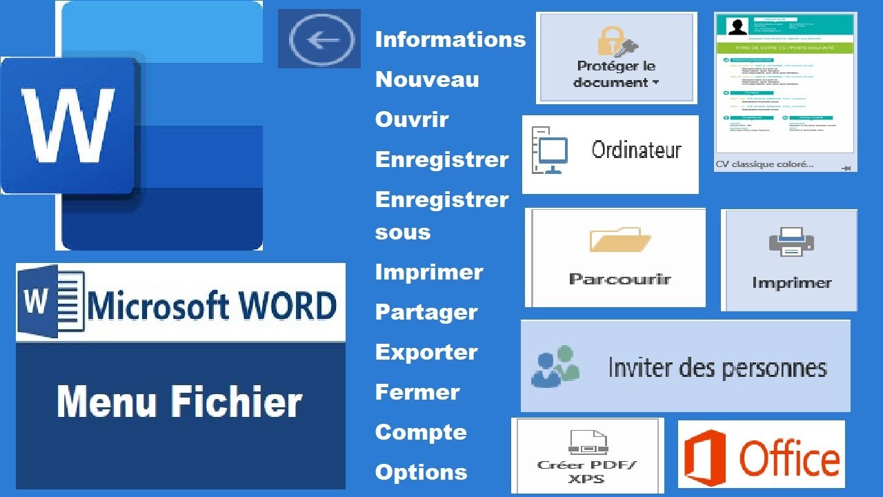 Le&ccedil;on N&deg;6 Atelier Word N&deg;1 Menu Fichier