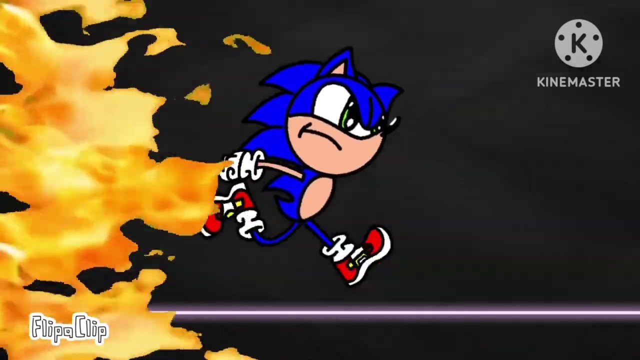 Sonic correndo do fogo para salvar a sua vida