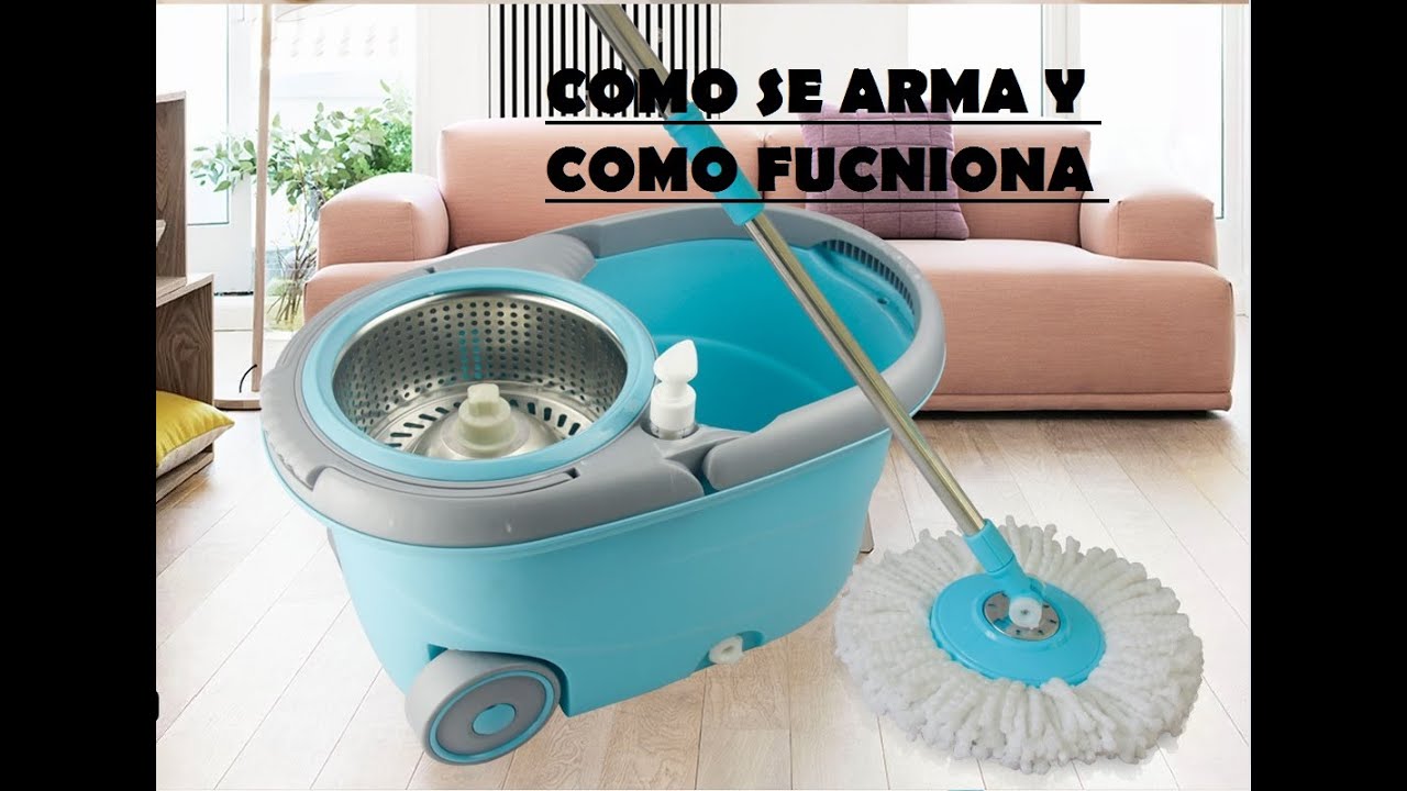 COMO FUNCIONA BALDE CENTRIFUGO LIMPIANDO PISOS Y CERAMICOS, CEPILLO, MOPA , LAMPAZO