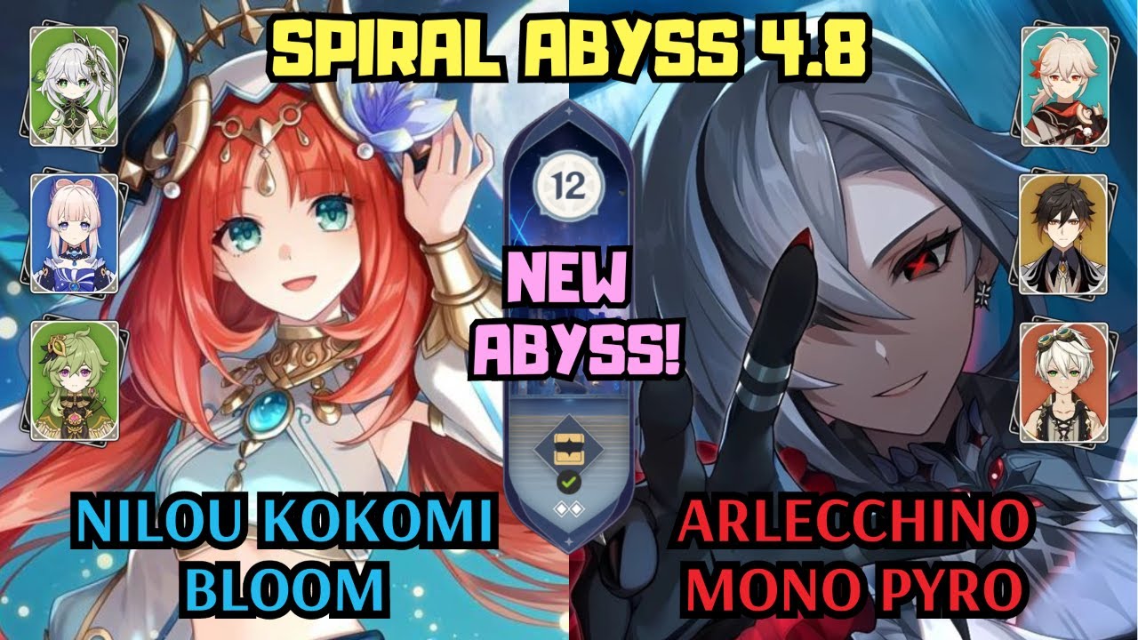 C0 Nilou Kokomi Bloom & C0 Arlecchino Mono Pyro | 4.8 NEW Spiral Abyss Floor 12 | Genshin Impact
