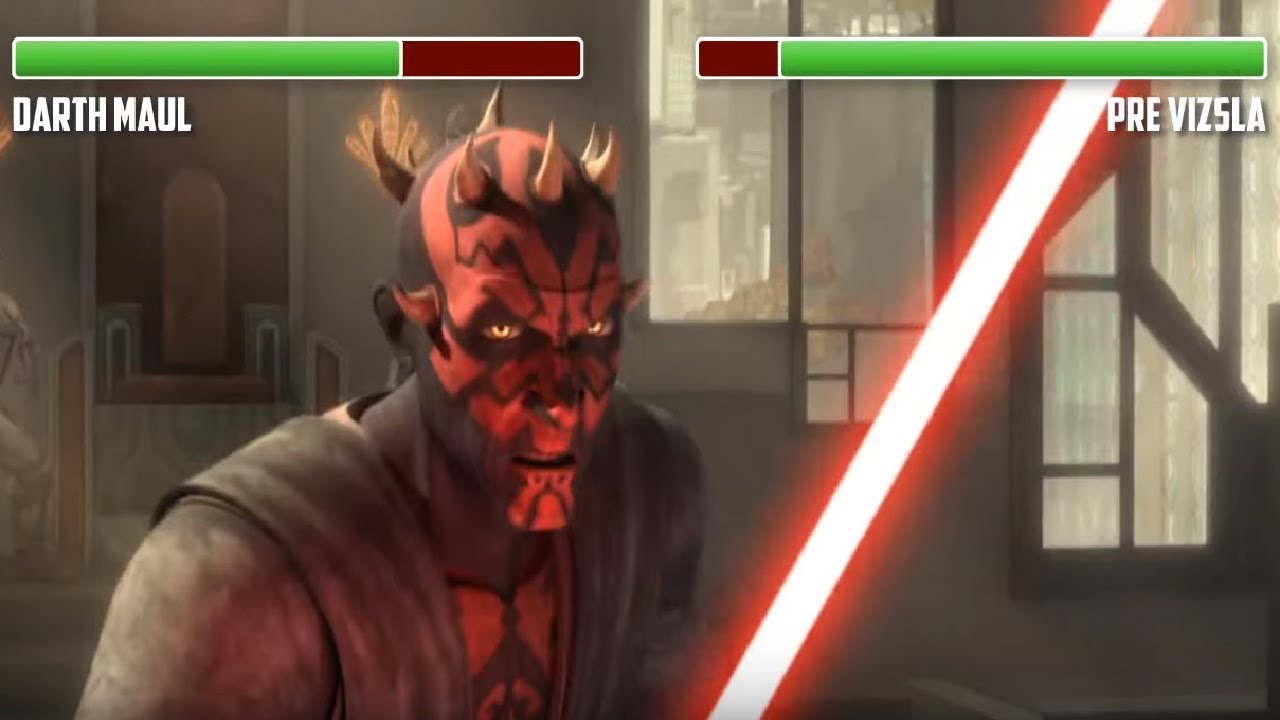 Darth Maul vs. Pre Vizsla WITH HEALTHBARS | HD | Star Wars: The Clone Wars