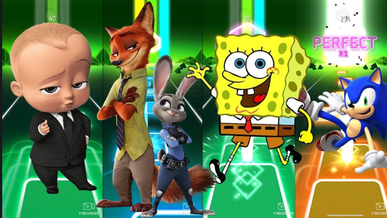 What happens when legendary cartoon characters take on an impossible Tiles Hop challenge? 😱