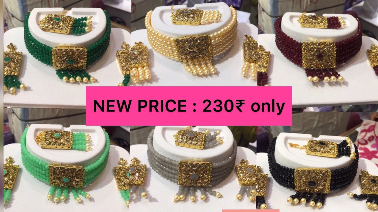 Designer Crystal Choker Necklace Set At Wholesale Price / Party Wear Necklace Set