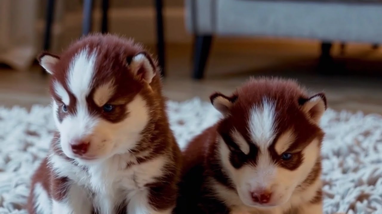 Adorable husky puppy brothers #BabyAnimals