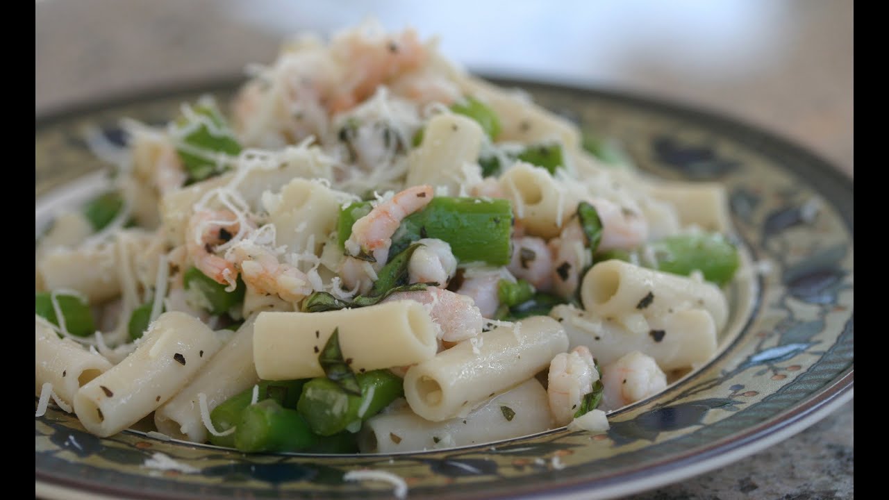 Healthy Cold Shrimp Pasta Salad With Asparagus  - By Rockin Robin