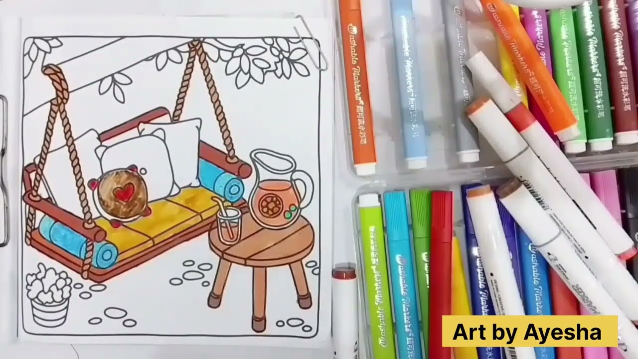 Relaxing Cozy Play Area || Coloring with color marker's @ZeeUnwindArt 