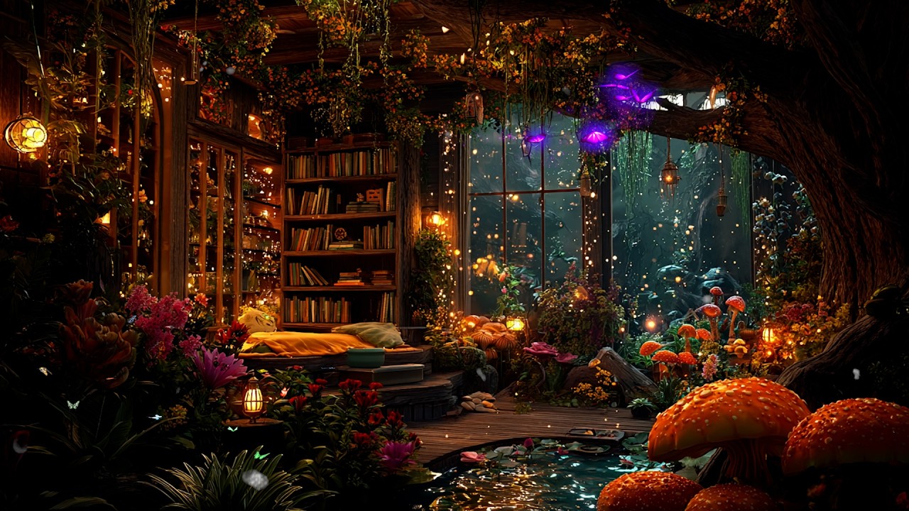 Magical Music | Rose Hearth Sanctuary | Cozy Fireplace  Window Ambience for Relaxation