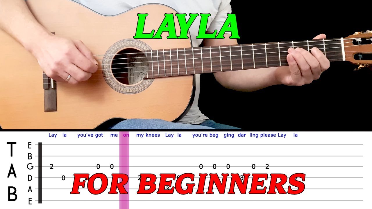 LAYLA UNPLUGGED VERSION | Easy guitar melody lesson for BEGINNERS (with tabs) - Eric Clapton